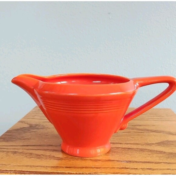Vintage Homer Laughlin Harlequin Sugar Bowl W/Lid & Creamer Set Red Art Deco - Picture 12 of 16